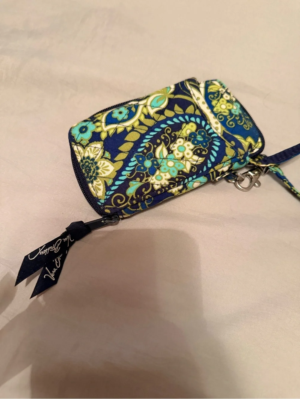 Vera Bradley Quilted Floral Wristlet - Navy, Teal, Lime
